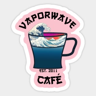 Vaporwave Aesthetic Great Wave Off Kanagawa Cafe Coffee Tea Sticker